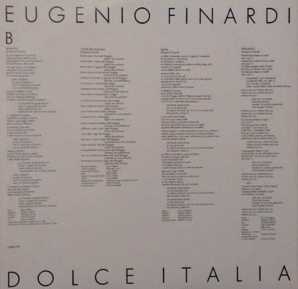 Eugenio Finardi - Dolce Italia | Fonit Cetra (LPX 179) - 3