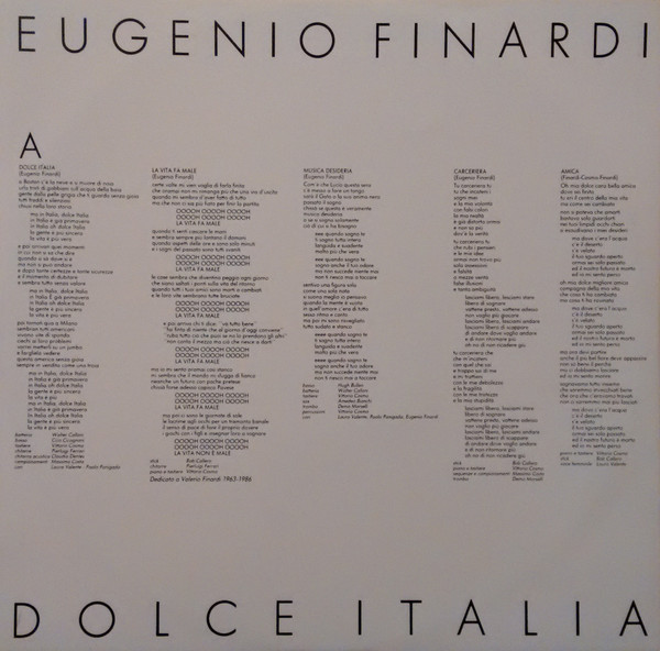 Eugenio Finardi - Dolce Italia | Fonit Cetra (LPX 179) - 2