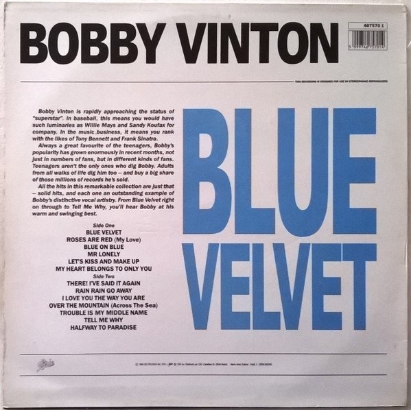 Bobby Vinton - Blue Velvet | Epic (EPC 467570 1) - 2