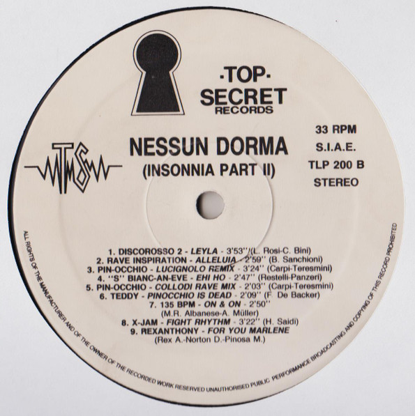 Various - Nessun Dorma (Insonnia Part II) | Top Secret Records (TLP 200)