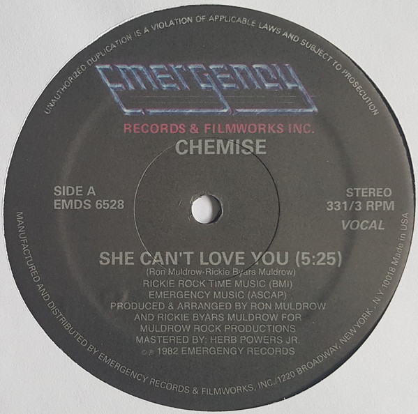 Chemise - She Can't Love You | Emergency Records (EMDS 6528)
