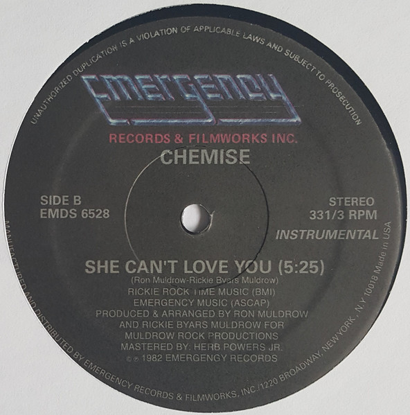 Chemise - She Can't Love You | Emergency Records (EMDS 6528) - 2
