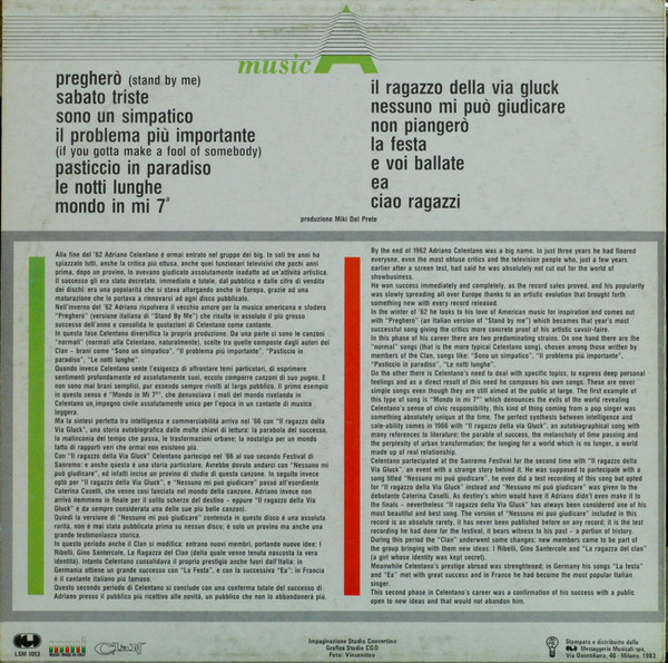 Adriano Celentano - Il Ragazzo Della Via Gluck | Clan Celentano (LSM 1013) - 2 Adriano Celentano - Il Ragazzo Della Via Gluck | Clan Celentano (LSM 1013) - 2