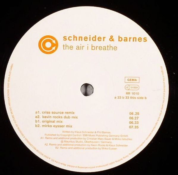 Schneider & Barnes - The Air I Breathe | Rotor Records (RR 1010)