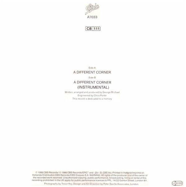 George Michael - A Different Corner | Epic (EPCA 7033) George Michael - A Different Corner | Epic (EPCA 7033)