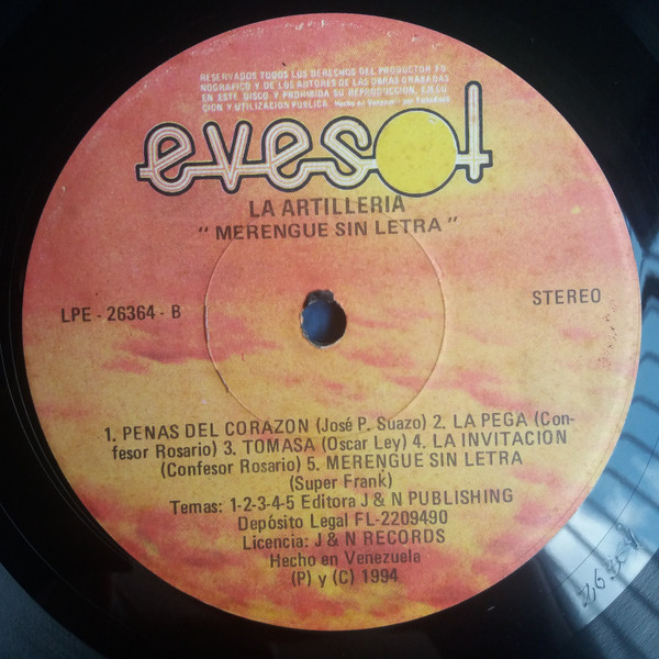 La Artillería - Merengue Sin Letra | Evesol (LPE-26364) - 3 La Artillería - Merengue Sin Letra | Evesol (LPE-26364) - 3
