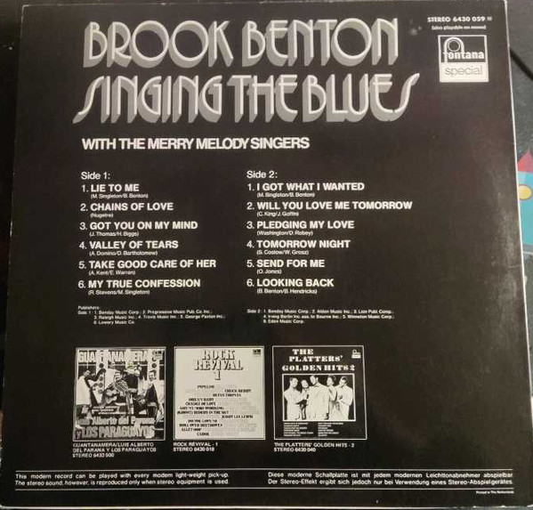 Brook Benton - Singing The Blues | Fontana (6430 059) - 2