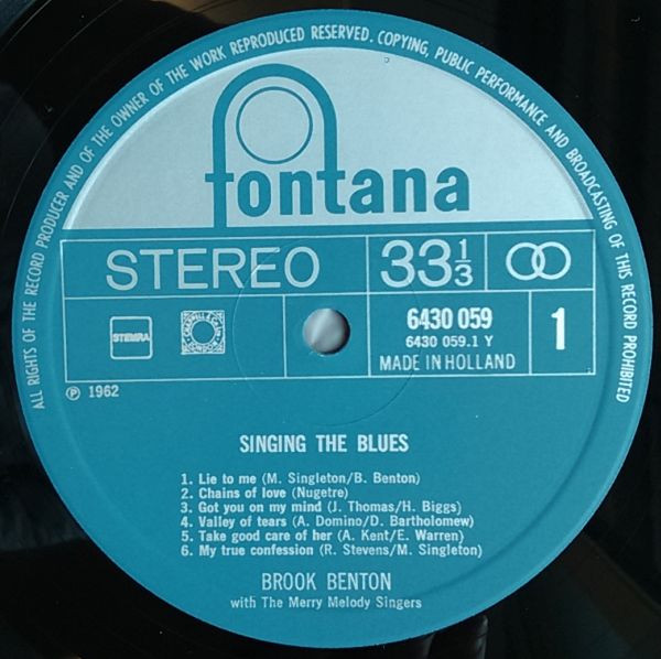 Brook Benton - Singing The Blues | Fontana (6430 059) - 3