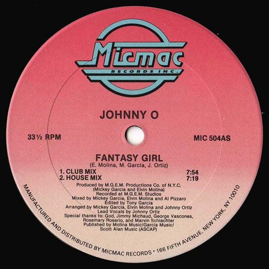 Johnny O - Fantasy Girl | Micmac Records, Inc. (MIC 504) - 3