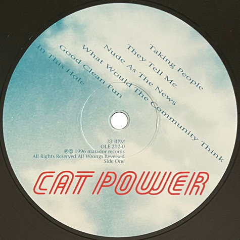 Cat Power - What Would The Community Think | Matador (OLE 202-0) - 2