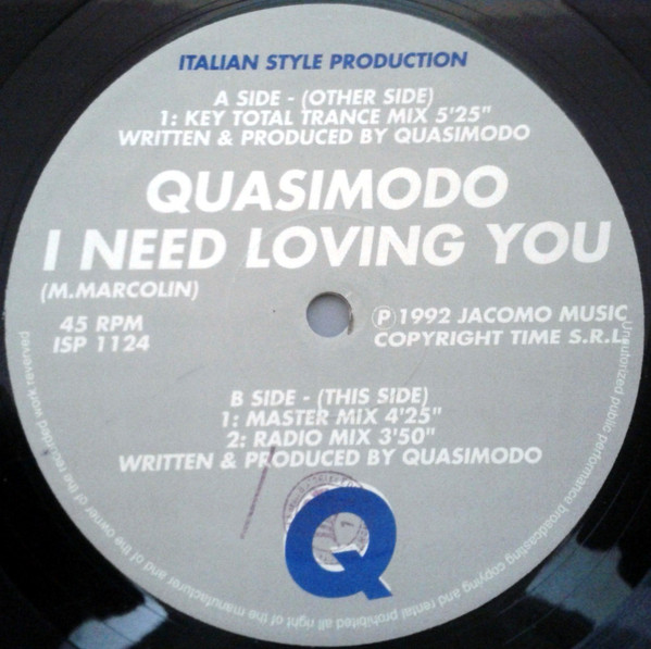 Quasimodo - I Need Loving You | Italian Style Production (ISP 1124)