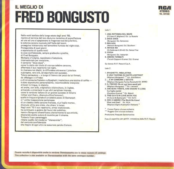 Fred Bongusto - Il Meglio Di Fred Bongusto | RCA (NL 33144)