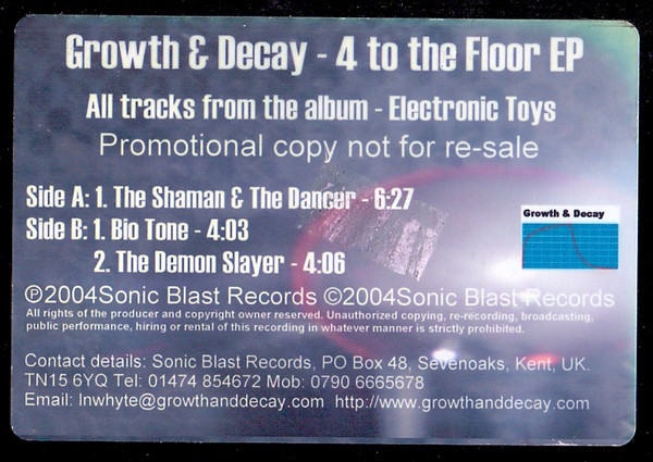 Growth & Decay - 4 To The Floor EP | Sonic Blast Records (GAD 00014) - main