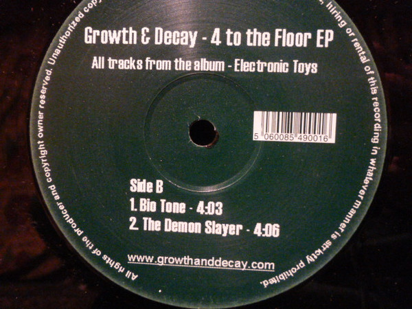 Growth & Decay - 4 To The Floor EP | Sonic Blast Records (GAD 00014) - 2