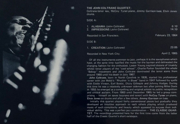 The John Coltrane Quartet - Creation | Blue Parrot Records (AR 700) - 3