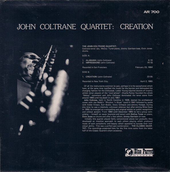 The John Coltrane Quartet - Creation | Blue Parrot Records (AR 700) - 2