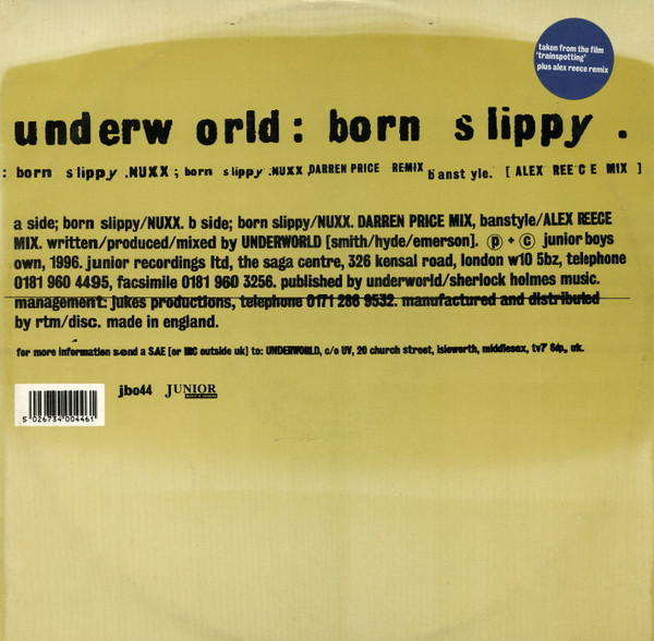 Underworld - Born Slippy | Junior Boy's Own (jbo44)