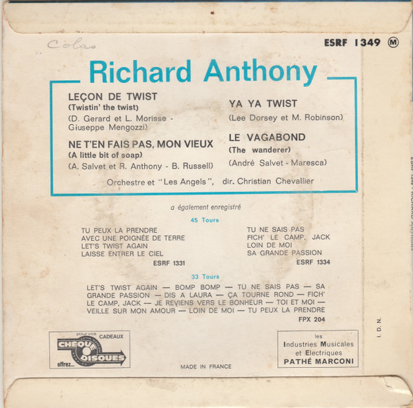 Richard Anthony - Leçon De Twist | Columbia (ESRF 1349) - 2