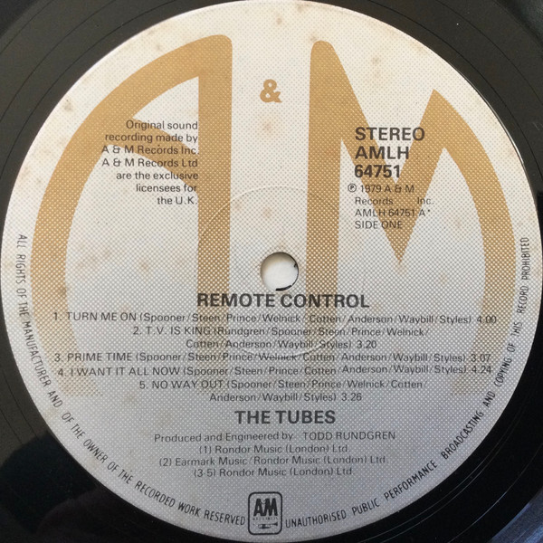 The Tubes - Remote Control | A&M Records (AMLH 64751) - 3