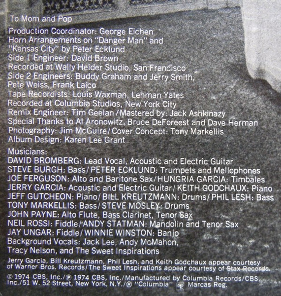 David Bromberg - Wanted Dead Or Alive | Columbia (C 32717) - 4