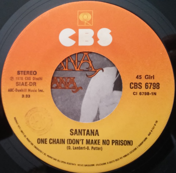 Santana - One Chain (Don't Make No Prison) | CBS (CBS 6798) - 3