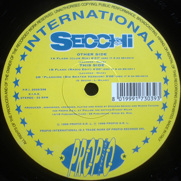 Secchi - Flash | Propio Records (PRI 2039/398) Secchi - Flash | Propio Records (PRI 2039/398)