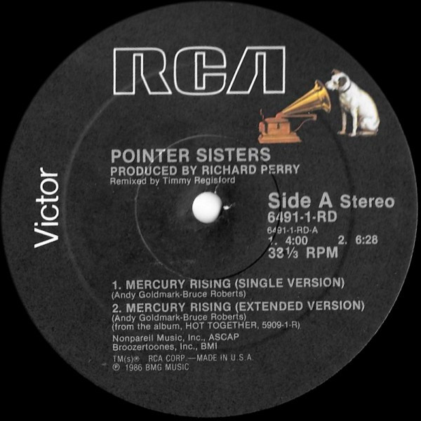 Pointer Sisters - Mercury Rising | RCA Victor (6491-1-RD)