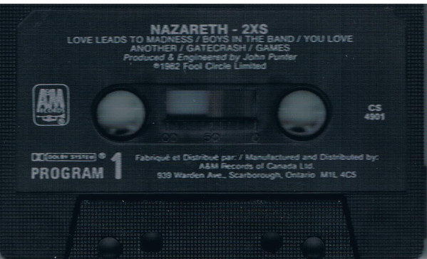 Nazareth - 2XS [Cassette] | A&M Records (CS-4901) - 2