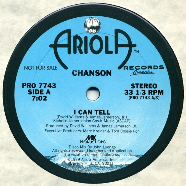 Chanson - I Can Tell | Ariola Records America (PRO 7743) Chanson - I Can Tell | Ariola Records America (PRO 7743)