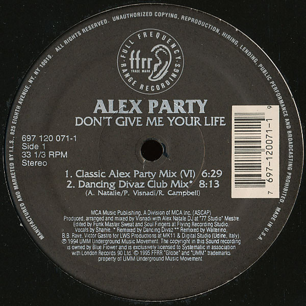 Alex Party - Don't Give Me Your Life | FFRR (697 120 071-1)