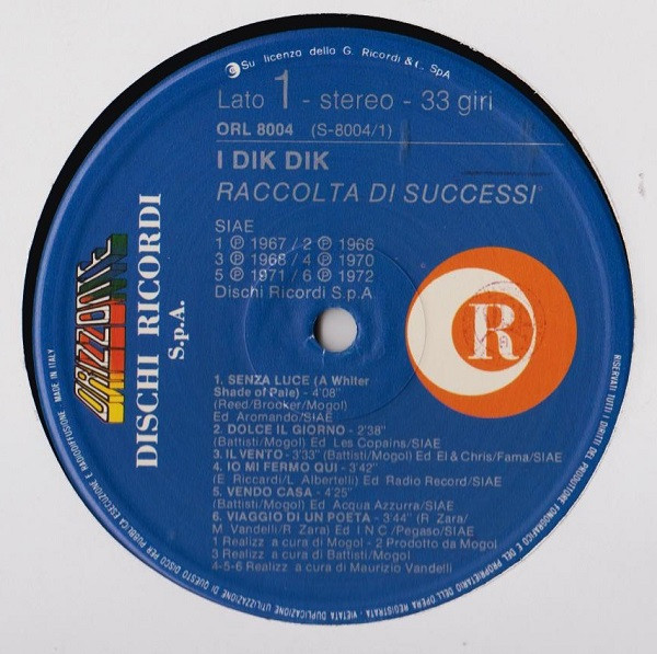 I Dik Dik - Raccolta Di Successi | Ricordi (ORL 8004) - main