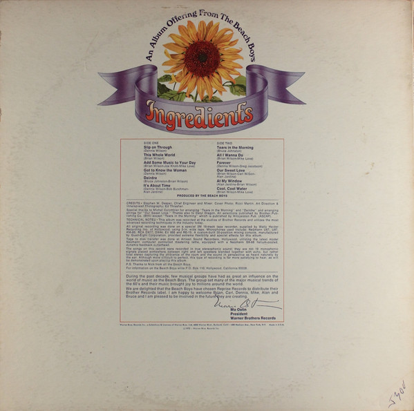 The Beach Boys - Sunflower | Brother Records (RS 6382) - 4
