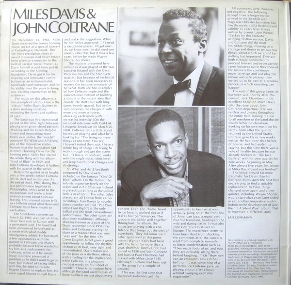 Miles Davis & John Coltrane - Live In Stockholm 1960 | Dragon (DRLP 90/91) - 3