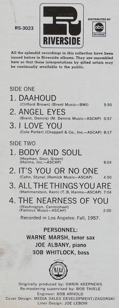 Joe Albany - The Legendary Jazz Pianist | Riverside Records (RS-3023) - 3 Joe Albany - The Legendary Jazz Pianist | Riverside Records (RS-3023) - 3