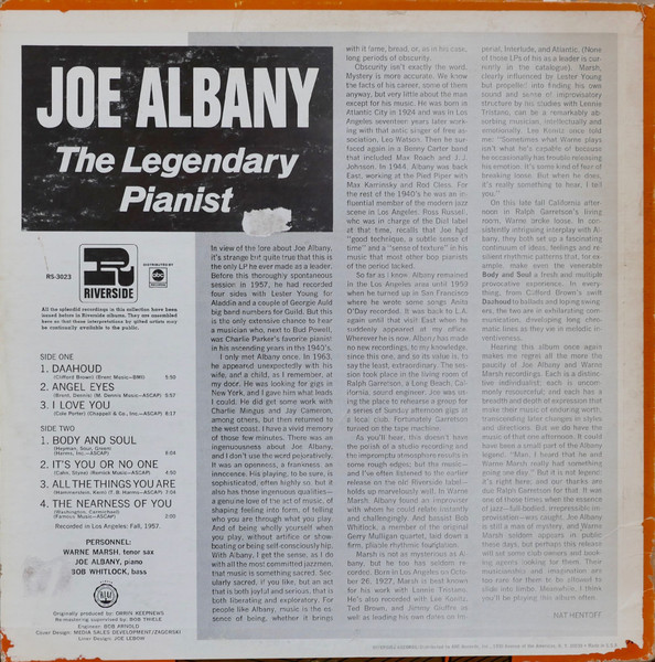 Joe Albany - The Legendary Jazz Pianist | Riverside Records (RS-3023) - 2 Joe Albany - The Legendary Jazz Pianist | Riverside Records (RS-3023) - 2