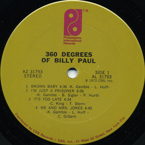 Billy Paul - 360 Degrees Of Billy Paul | Philadelphia International Records (KZ 31793) - 4