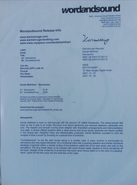 Daniel Mehlhart - Kamasutra | Karmarouge (KR 29)