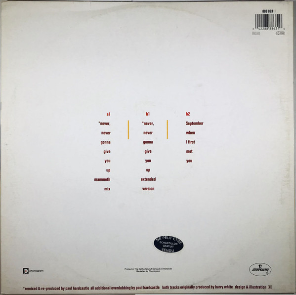 Barry White - Never, Never Gonna Give You Up (Paul Hardcastle Remix) | Mercury (888 863-1) - 2