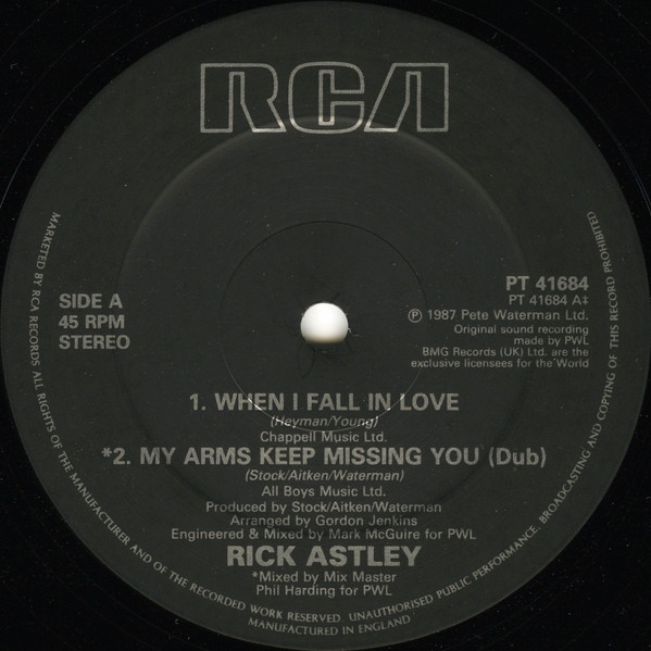 Rick Astley - When I Fall In Love / My Arms Keep Missing You | RCA (PT 41684) - 3