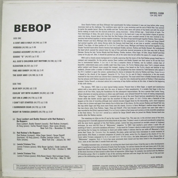Red Rodney & Lennie Tristano - Bebop | Mercury International (SMWL 21028) - 2 Red Rodney & Lennie Tristano - Bebop | Mercury International (SMWL 21028) - 2