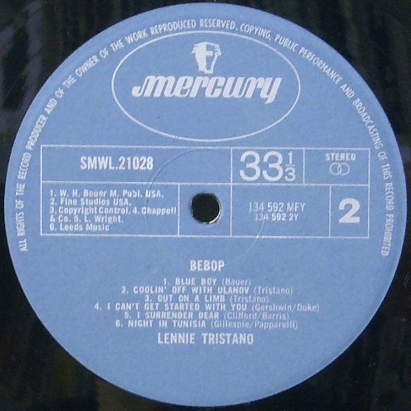 Red Rodney & Lennie Tristano - Bebop | Mercury International (SMWL 21028) - 4 Red Rodney & Lennie Tristano - Bebop | Mercury International (SMWL 21028) - 4