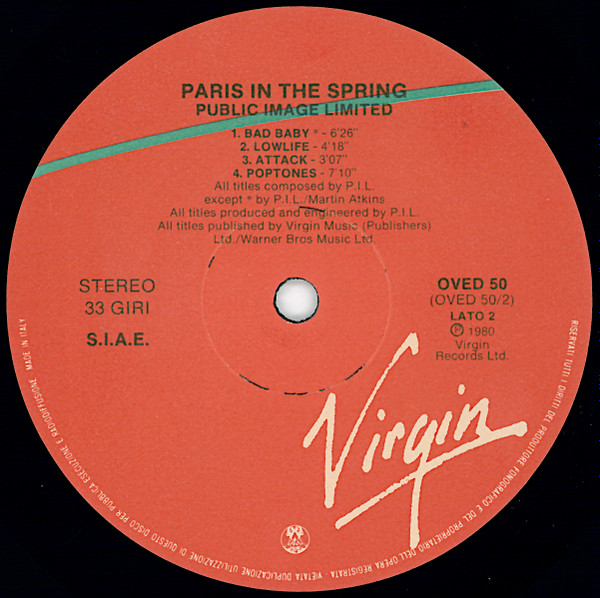 Public Image Limited - Paris Au Printemps | Virgin (OVED 50) - 4