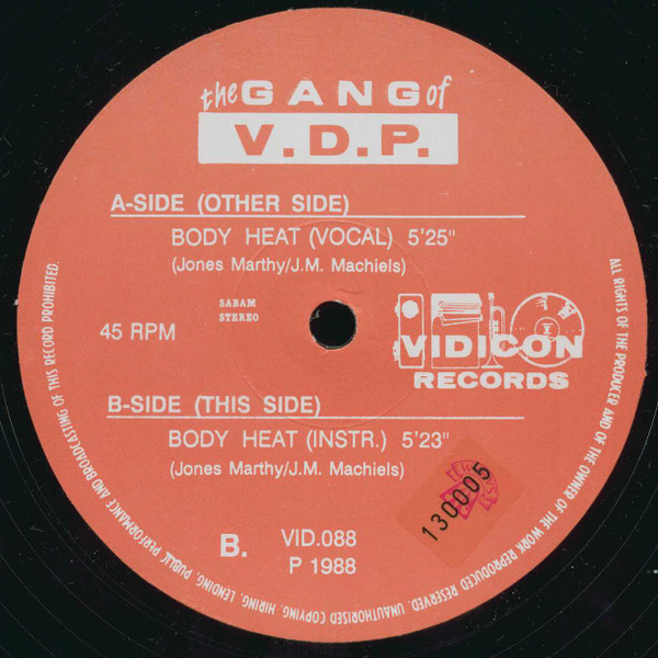 Gang Of V.D.P. - Body Heat | Vidicon Records (VID.088) - 4