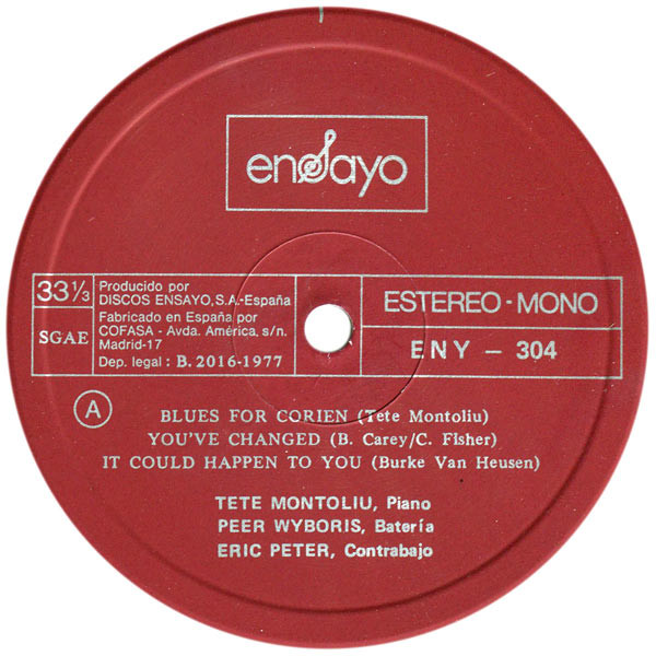 Tete Montoliu - Blues For Myself | Ensayo (ENY-304) - 3