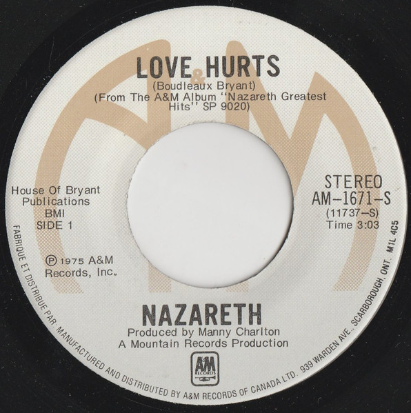 Nazareth - Love Hurts | A&M Records (AM-1671-S)