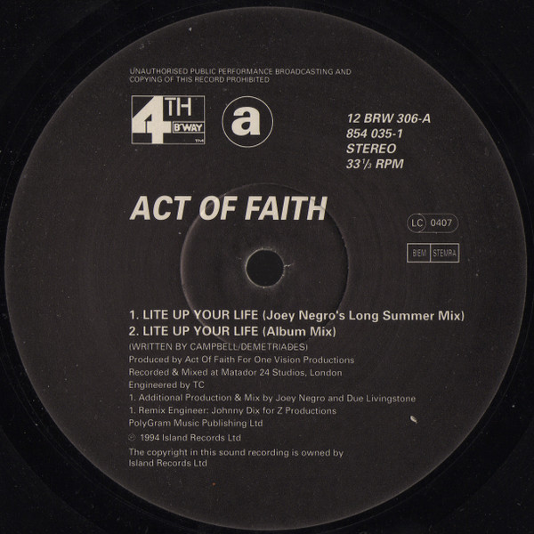 Act Of Faith - Lite Up Your Life | 4th & Broadway (12BRW 306) - 3 Act Of Faith - Lite Up Your Life | 4th & Broadway (12BRW 306) - 3