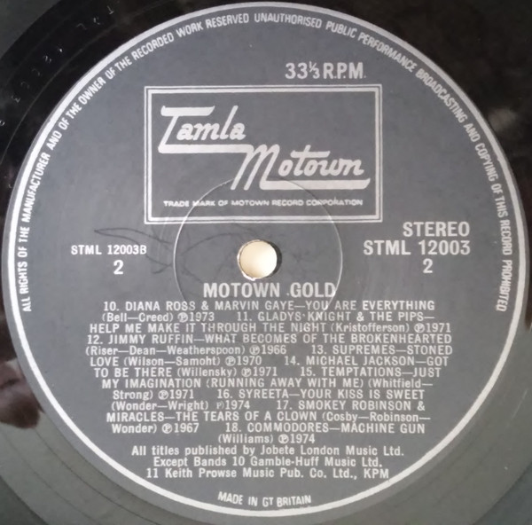 Various - Motown Gold | Tamla Motown (STML 12003) - 4
