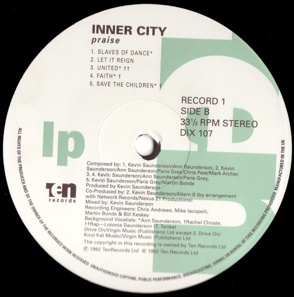 Inner City - Praise | 10 Records (DIX 107) - 3