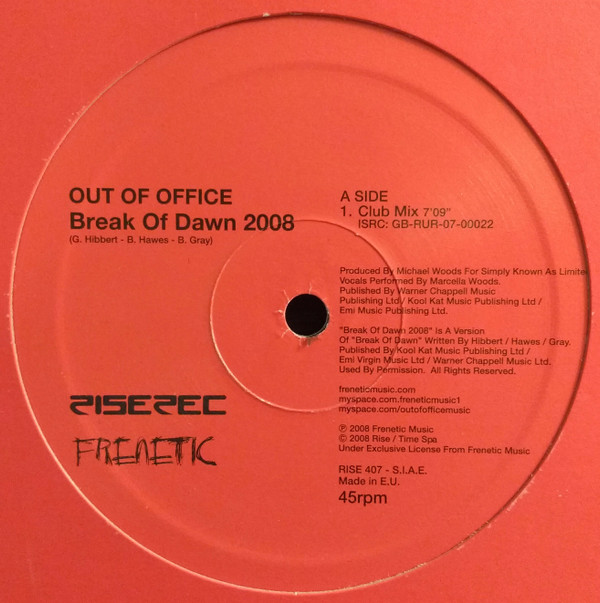 Out Of Office - Break Of Dawn 2008 | Rise (RISE 407)