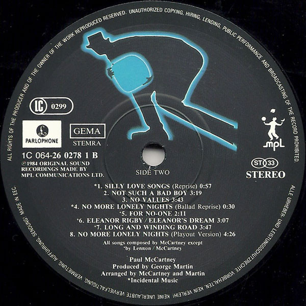 Paul McCartney - Give My Regards To Broad Street | Parlophone (064 26 0278 1) - 5 Paul McCartney - Give My Regards To Broad Street | Parlophone (064 26 0278 1) - 5